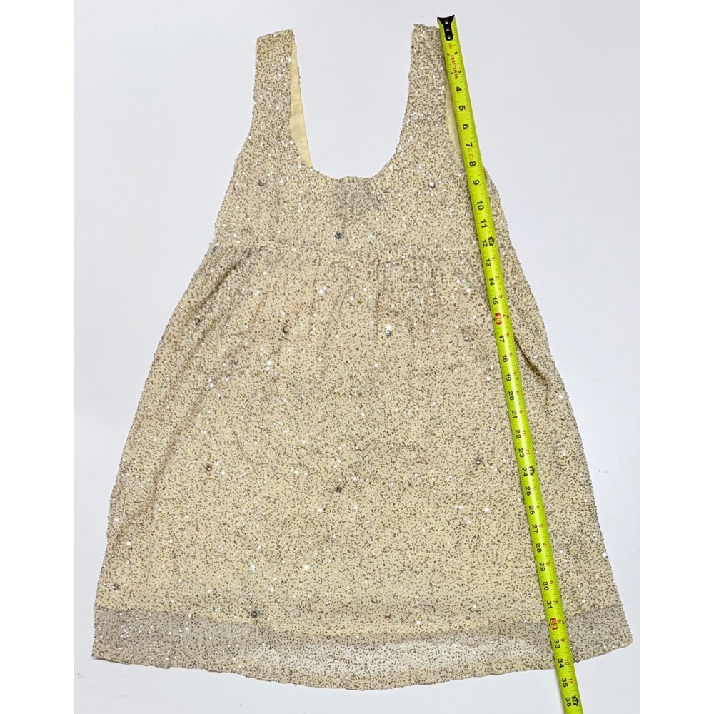 Twin-Set Simona Barbieri Yellow Sequin Mini‎ Dress Sleeveless Empire Waist Small